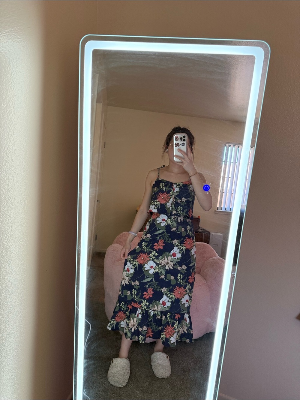 Banana Republic Navy Floral Maxi Dress with Adjustable Straps